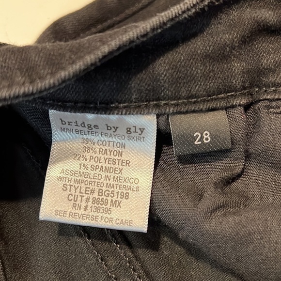 Bridge by Gly Black Distressed Bottom Jean Skirt, Size 28 - Picture 3 of 8